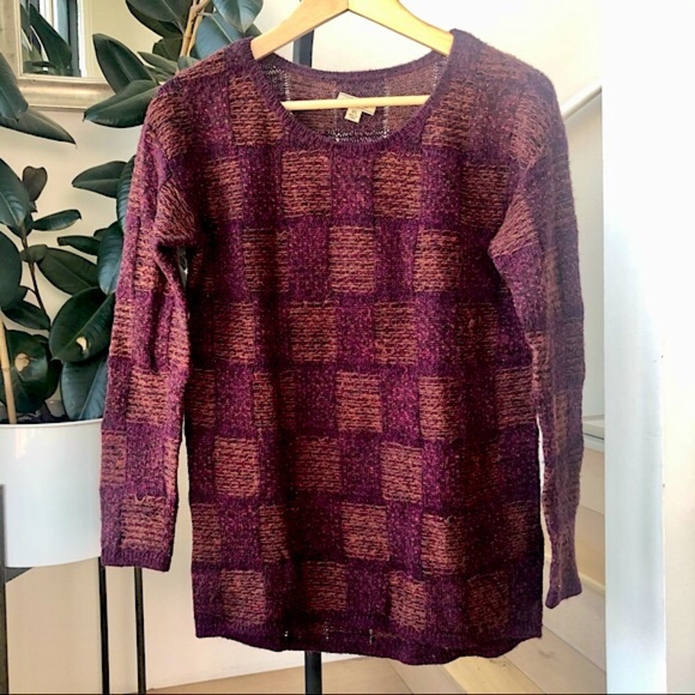 Lucky brand metallic plaid pullover sweater